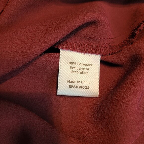 41 Hawthorn Chiffon Tunic Top XXL Floral Lace Accent Hi Low Hem Burgundy - Picture 4 of 8